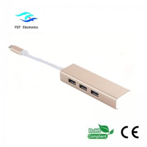 USB 3.1 Τύπος c έως RG45 θηλυκό Gigabit Ethernet + 3 * USB2.0 θηλυκό ABS κέλυφος Κωδικός: FEF-USBIC-016