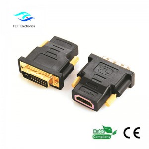 DVI (24 + 1) αρσενικό σε HDMI θηλυκό προσαρμογέα χρυσό / επινικελωμένο Κωδικός: FEF-HD-004